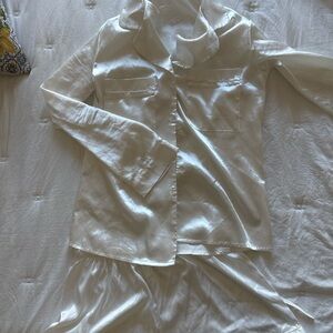 Silky White Button-Up PJ set